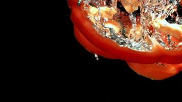 Super slow motion sweet pepper . High quality FullHD footage video