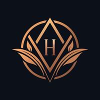 The sleek H logo for a high-end makeup brand stands out against a black backdrop, A minimalist logo for a high-end makeup brand with a sophisticated monogram design vector