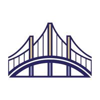 A bridge spanning across a body of water, connecting two sides, A minimalist logo incorporating a simple circle and line vector