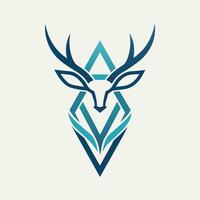 Deer head with geometric shapes on it, abstract lines and curves create a minimalist design, Abstract lines and curves forming a minimalist deer symbol vector