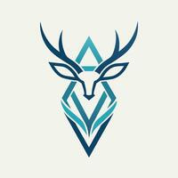 Deer head with geometric shapes on it, abstract lines and curves create a minimalist design, Abstract lines and curves forming a minimalist deer symbol vector