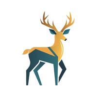 A deer standing with antlers on its head in a natural setting, Abstract geometric representation of a bird in a minimalist style vector