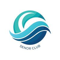 A minimalist logo representing a seniors social club, A minimalist logo for a seniors' social club with a gentle wave graphic vector