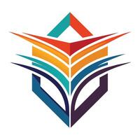 A logo featuring a book with a house on top of it, Abstract shapes and lines forming a symbol representing education vector