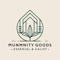 A minimalist logo displaying the words Community Goods in a modern font with a symbol reflecting unity, A minimalist logo that captures the essence of e-commerce vector