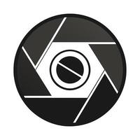 Vintage Camera Symbol in Black and White, An abstract interpretation of a camera lens symbolizing vision and perspective for a photography agency vector