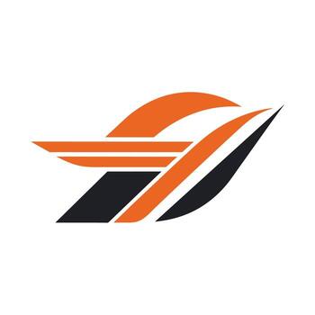 Orange and black logo design set against a clean white background, An abstract design utilizing negative space to convey the concept of streamlined transportation vector