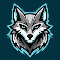 A close-up view of a wolfs head, featuring piercing blue eyes, An abstract interpretation of a wolf's eyes in a minimalist style vector