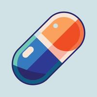 A vibrant pill capsule stands out against a blue background in a minimalist composition, A minimalist representation of a pill capsule for a pharmacy's branding vector