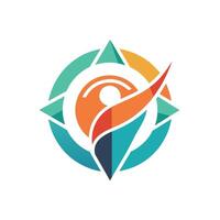 A logo featuring a stylized person inside a circle, designed in a minimalist and abstract style, An abstract, minimalist logo representing seamless travel coordination vector