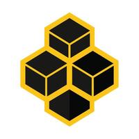 Group of black and yellow cubes neatly arranged on top of each other in a modern pattern, A sleek and modern interpretation of honeycomb patterns, minimalist simple modern logo design vector