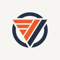 Logo design featuring a bold orange triangle symbolizing strength and innovation, A minimalist logo featuring a simple yet striking typographic design vector