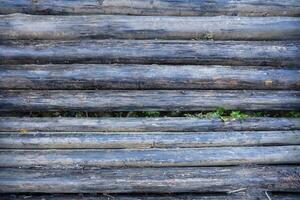 Log Cabin Or Barn Unpainted Debarked Wall Textured Horizontal Background photo