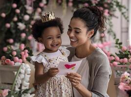 Mom and child celebrating mother's day photo