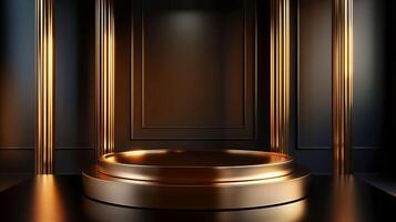 luxury product podium, dark and shiny gold photo