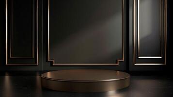 luxury product podium, dark and shiny gold photo