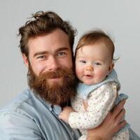 Father holding his baby showcasing a warm family moment photo