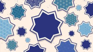Islamitisch Arabisch Dubai blauw en wit patroon met sterren achtergrond video