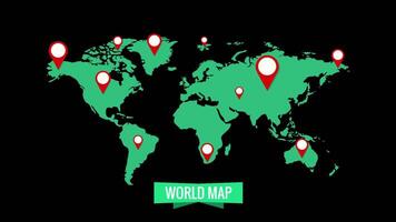 The World map is shown with pins and point video