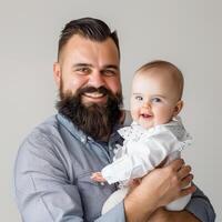 Happy Father Holding His Baby photo