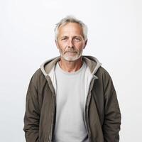 Portrait of a serious middle-aged man suitable for lifestyle or health-related content photo