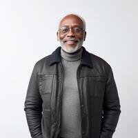 Portrait of a smiling elderly African American man in casual fashion photo