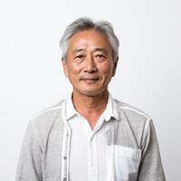 Portrait of a senior Asian man possibly for healthcare or lifestyle context photo