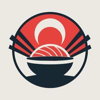 Bowl of Food With Chopsticks, A simple and sophisticated design for a sushi bar, minimalist simple modern logo design vector
