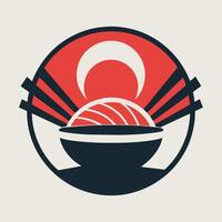 cuenco de comida con palillos, un sencillo y sofisticado diseño para un Sushi bar, minimalista sencillo moderno logo diseño vector