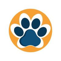 A simple paw of a dog is displayed within a circular design, A clean, modern logo featuring a simple paw print design vector