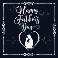 free Happy fathers day template with love shape and frame vector