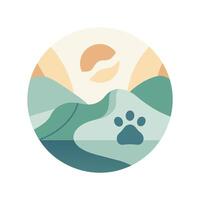 A dogs paw is confined within a circular shape, A tranquil color palette with a hidden message about pet care vector