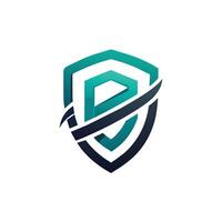 A shield logo design with the letter D at its center, symbolizing strength and protection, A clean, sophisticated logo featuring a stylized letter R vector