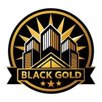 el negro oro logo caracteristicas un pulcro y moderno diseño con un color esquema de negro y oro, negro oro real inmuebles logo vector