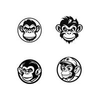 flat design template illustration Funny Monkey Faces collection vector