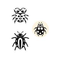 Cute ladybug character set. illustration isolated in black on a white background. vector