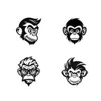 flat design template illustration Funny Monkey Faces collection vector