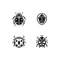 Cute ladybug character set. illustration isolated in black on a white background. vector