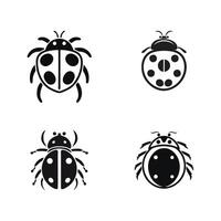 Cute ladybug character set. illustration isolated in black on a white background. vector