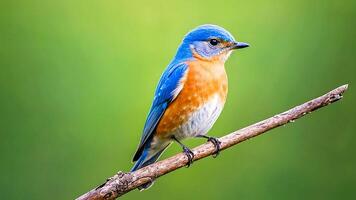 hermosa pájaro participación en un rama en naturaleza foto