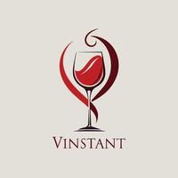 A glass of wine with a striking red swirl design on the surface, Craft a sleek and sophisticated logo using a sans-serif font vector