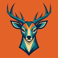 ciervos cabeza adornado con un geométrico patrón, exhibiendo moderno diseño, un estilizado ciervo cabeza icono, minimalista sencillo moderno logo diseño vector