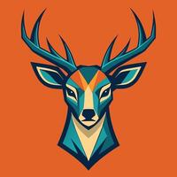 Deers head adorned with a geometric pattern, showcasing modern design, A stylized deer head icon, minimalist simple modern logo design vector