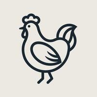 Minimalist black and white drawing of a chicken in a stylized outline, A stylized outline of a chicken in a minimalist style, minimalist simple modern logo design vector