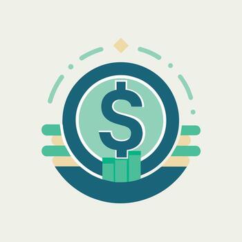 A minimalist icon of a green and blue dollar sign enclosed in a circle shape, Create a minimalist icon featuring a stylized dollar sign for a financial consulting business vector