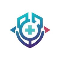 Minimalist emblem representing a cutting-edge medical organization, Create a minimalist emblem for a cutting-edge healthcare device vector