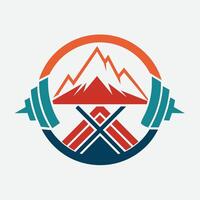 logo diseño para un Deportes equipo presentando montañas en el fondo, arte un minimalista diseño ese capturas el esencia de un moderno aptitud club vector