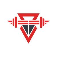 un minimalista logo presentando un rojo y negro barra con pesas diseño, simbolizando fuerza y aptitud física, arte un minimalista logo ese transporta sofisticación y estilo vector