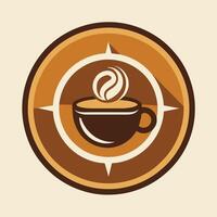 un café taza con vapor creciente fuera de él, crear un logo para un especialidad café tienda utilizando solamente un soltero circulo vector