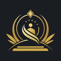 A sophisticated golden logo stands out against a sleek black background, Create an elegant and understated logo for a non-profit event organizer vector